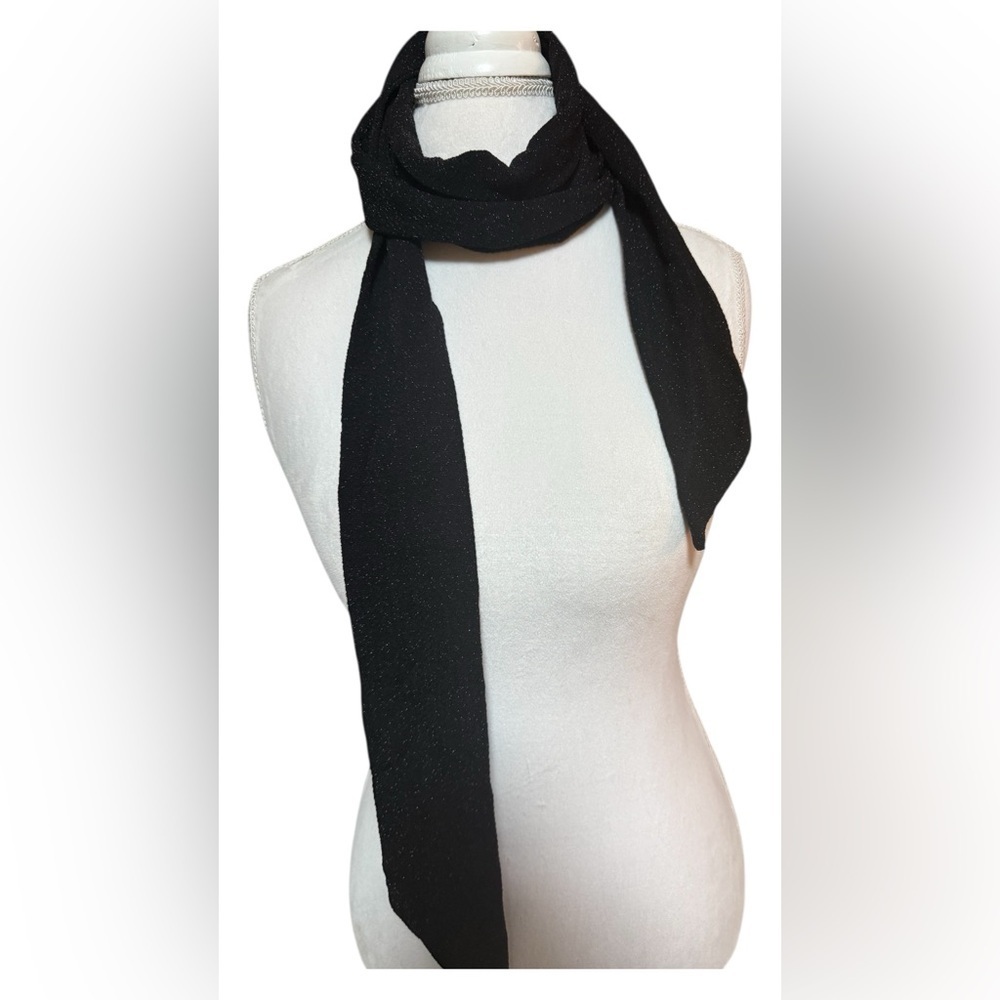 Collection Eighteen Black Metallic Skinny Scarf